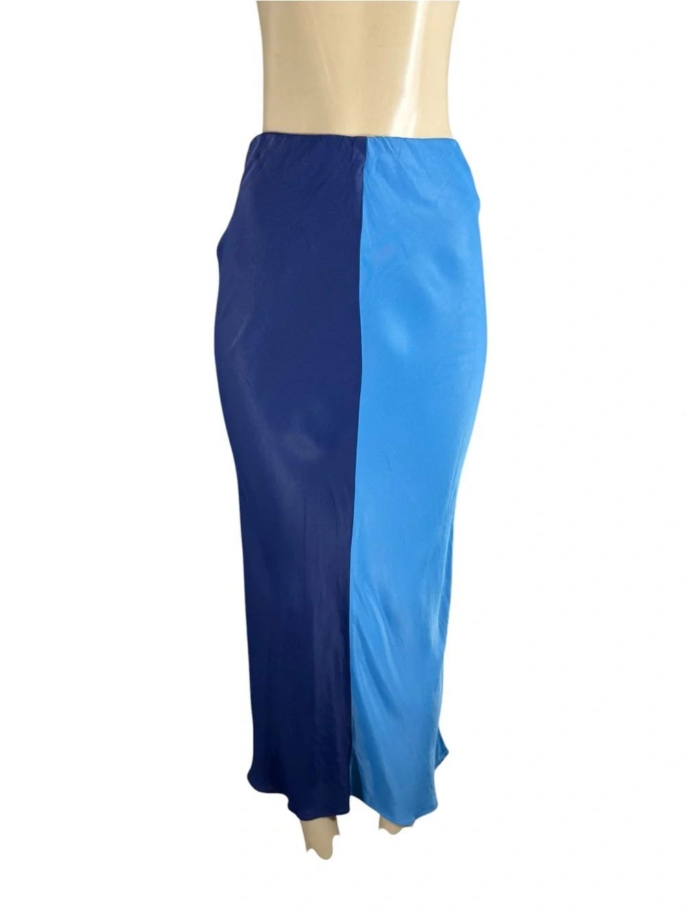 ANTHROPOLOGIE Tilda Maxi Two-Tone Blue Slip Skirt Size XS - Picture 3 of 6